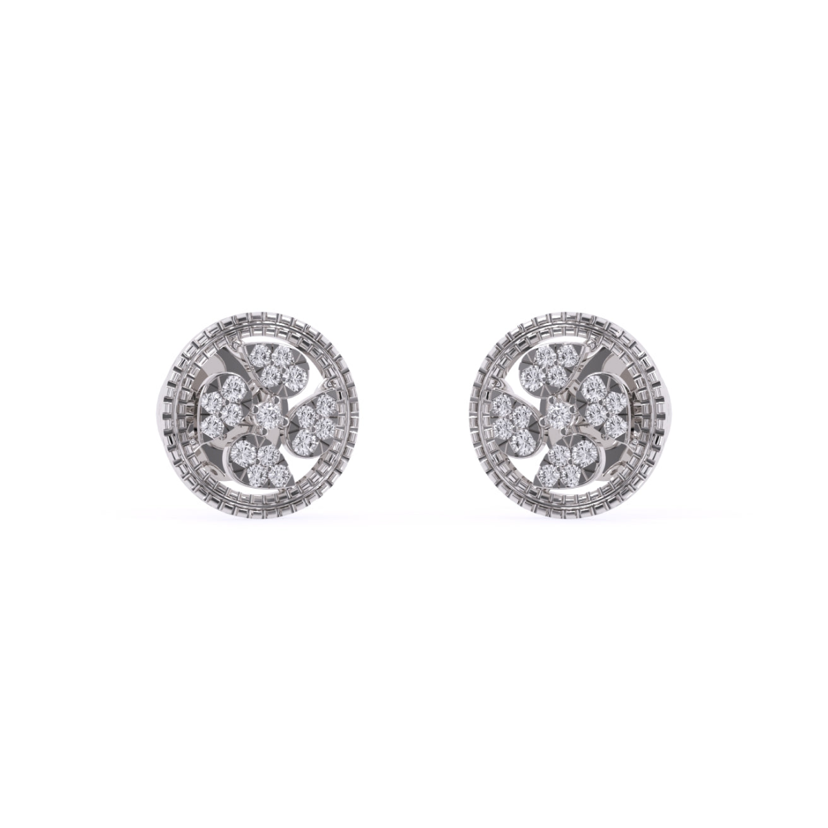 Vintage Style Round Cut Lab Grown Diamond Stud Earrings